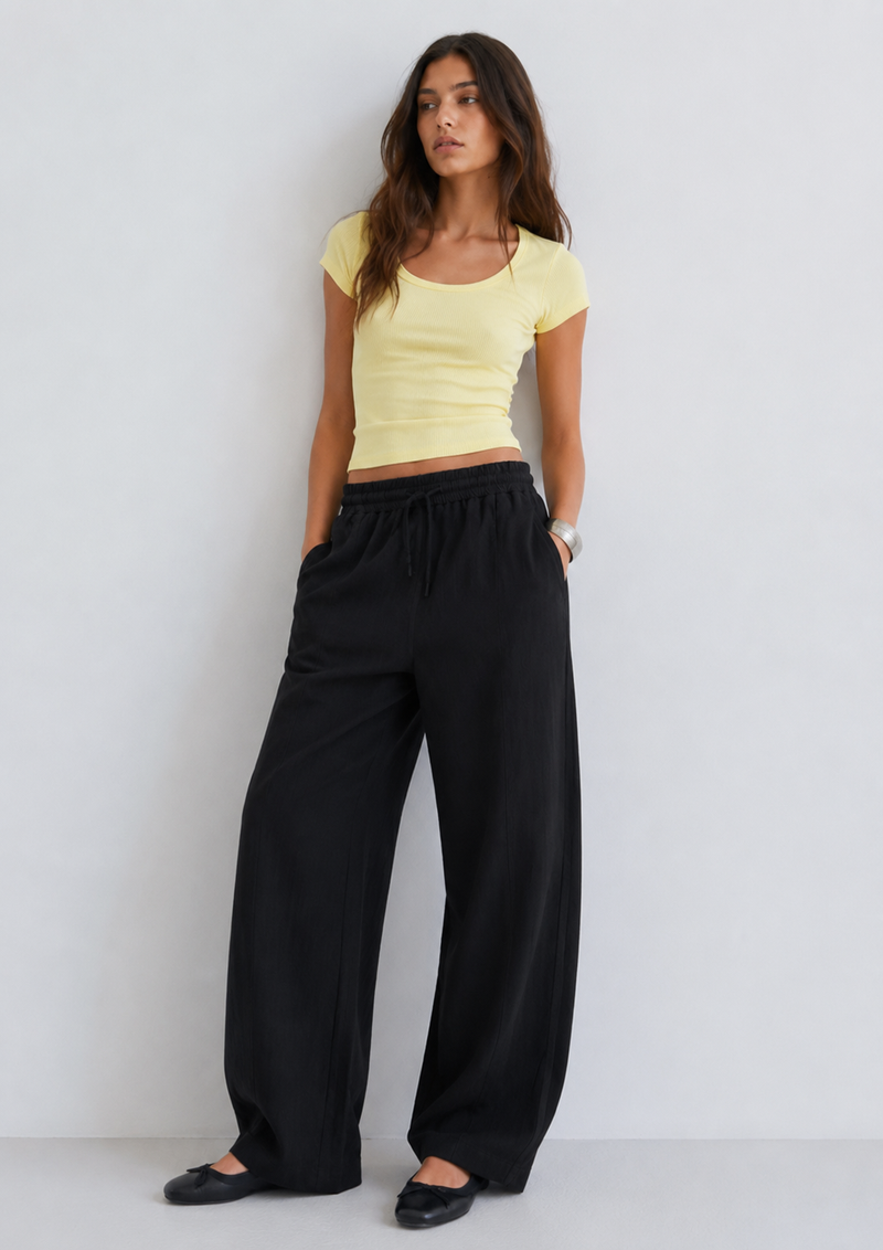 The Studio Relaxed Barrel Pant – Black