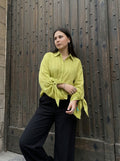 Striped Shirt with Tie Cuffs - Lime