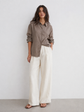 The Studio Crinkle Button-Down – Taupe