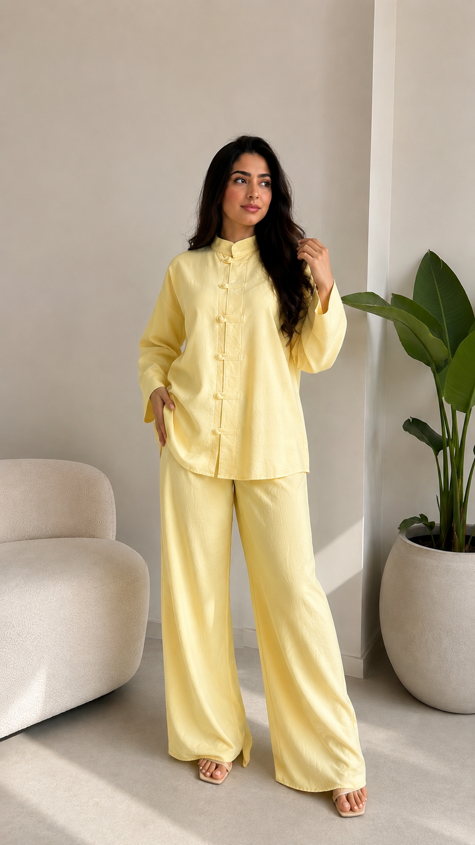 Tailored Stand-Collar Set - Yellow