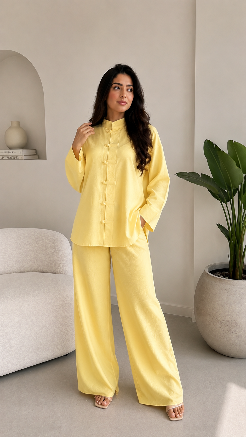 Tailored Stand-Collar Set - Yellow