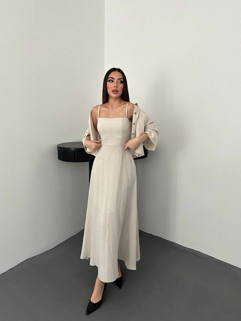 Minimalist Slip Maxi Dress – Beige