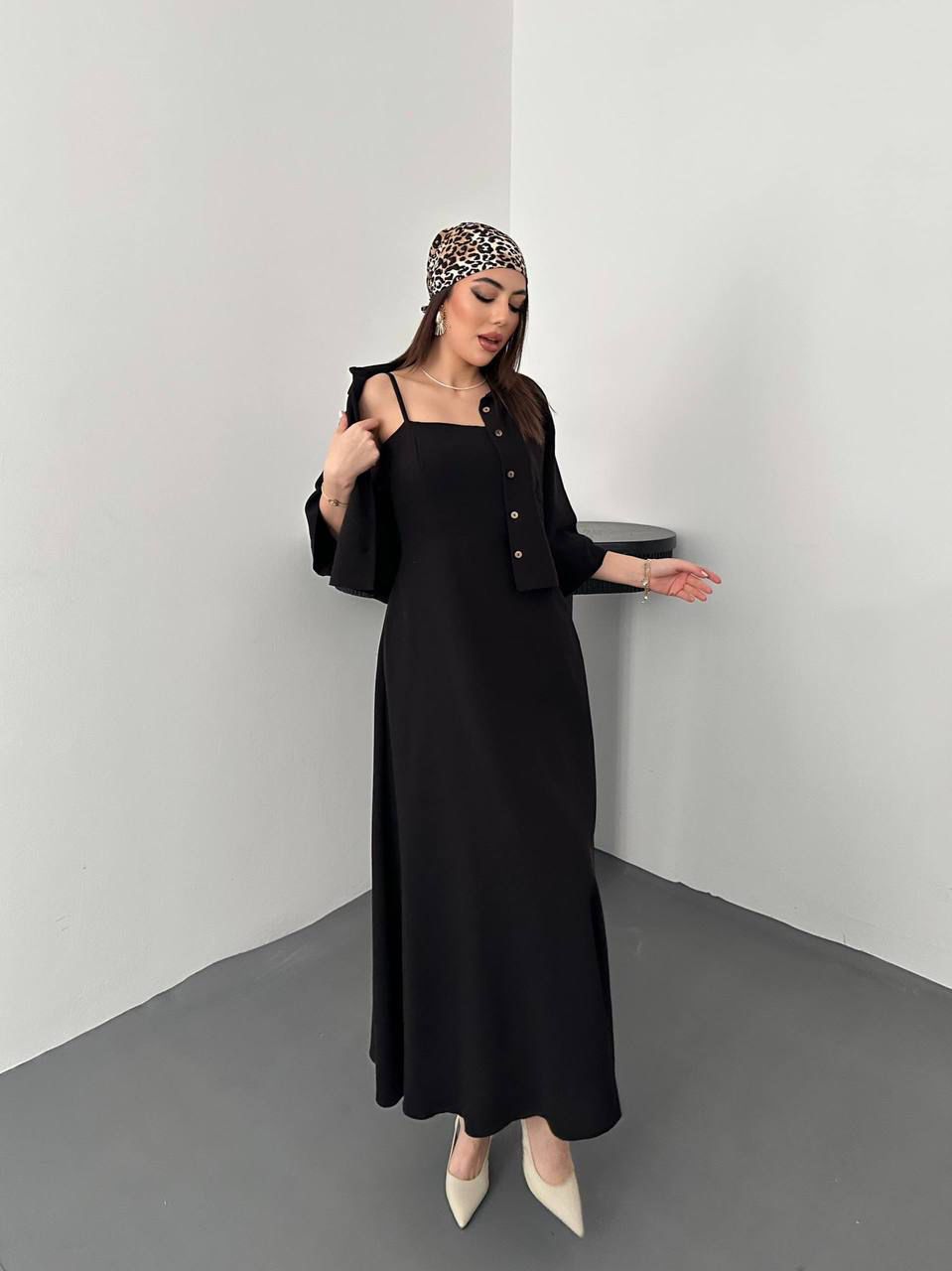 Minimalist Slip Maxi Dress – Black
