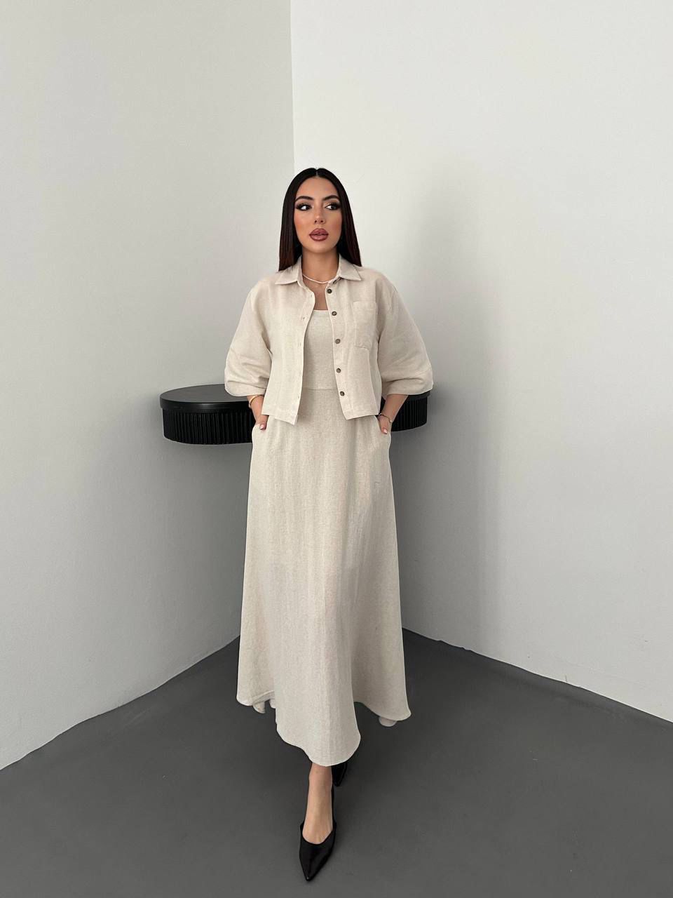 Minimalist Slip Maxi Dress – Beige