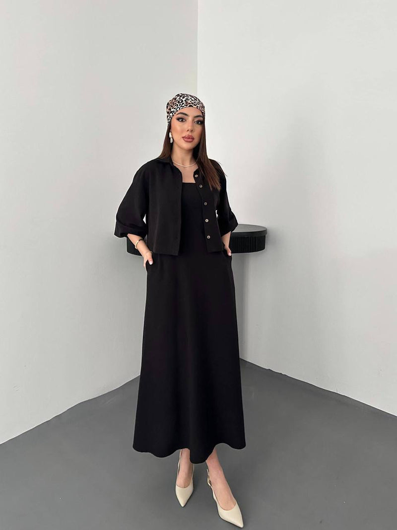 Minimalist Slip Maxi Dress – Black