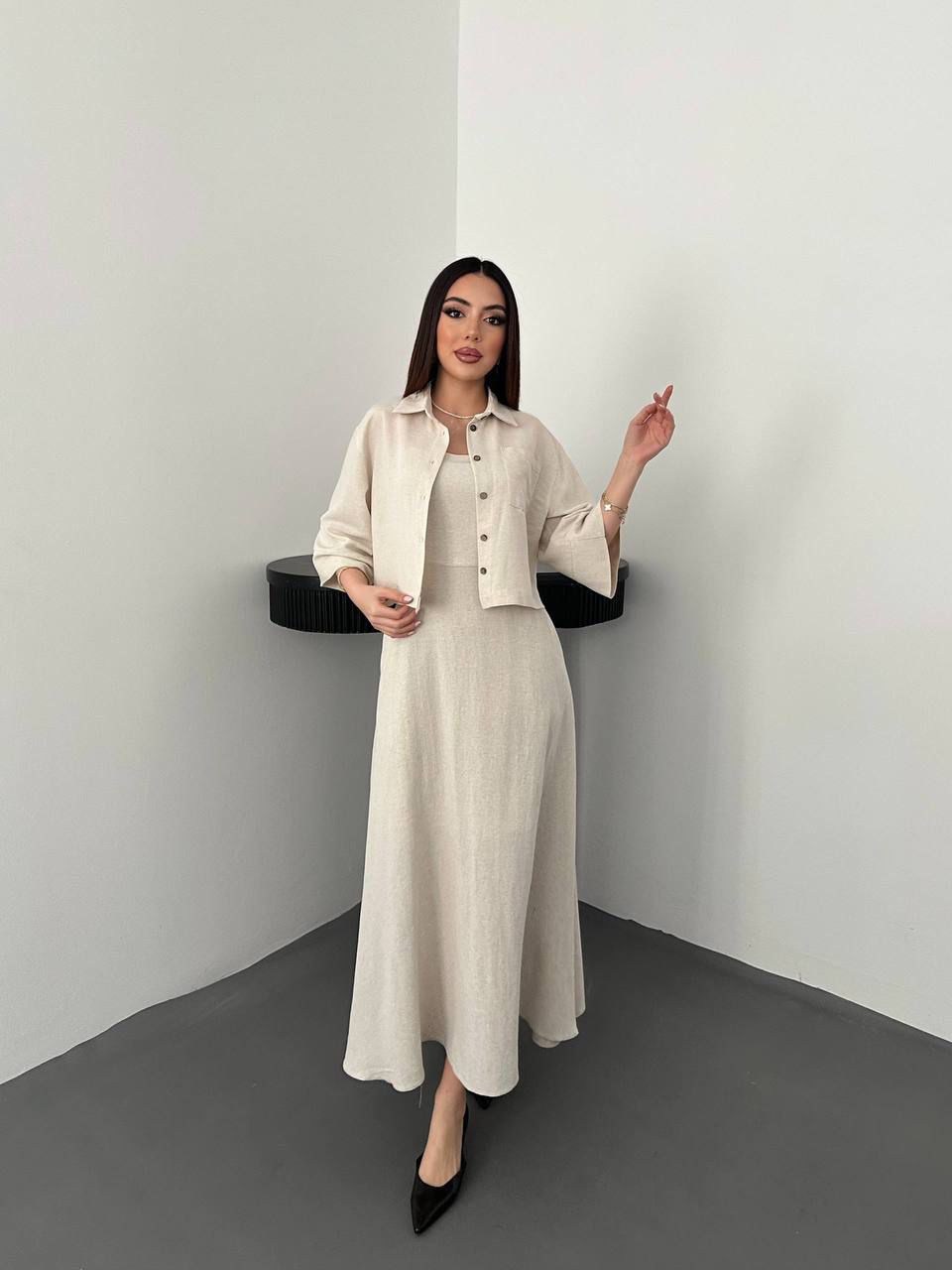 Minimalist Slip Maxi Dress – Beige