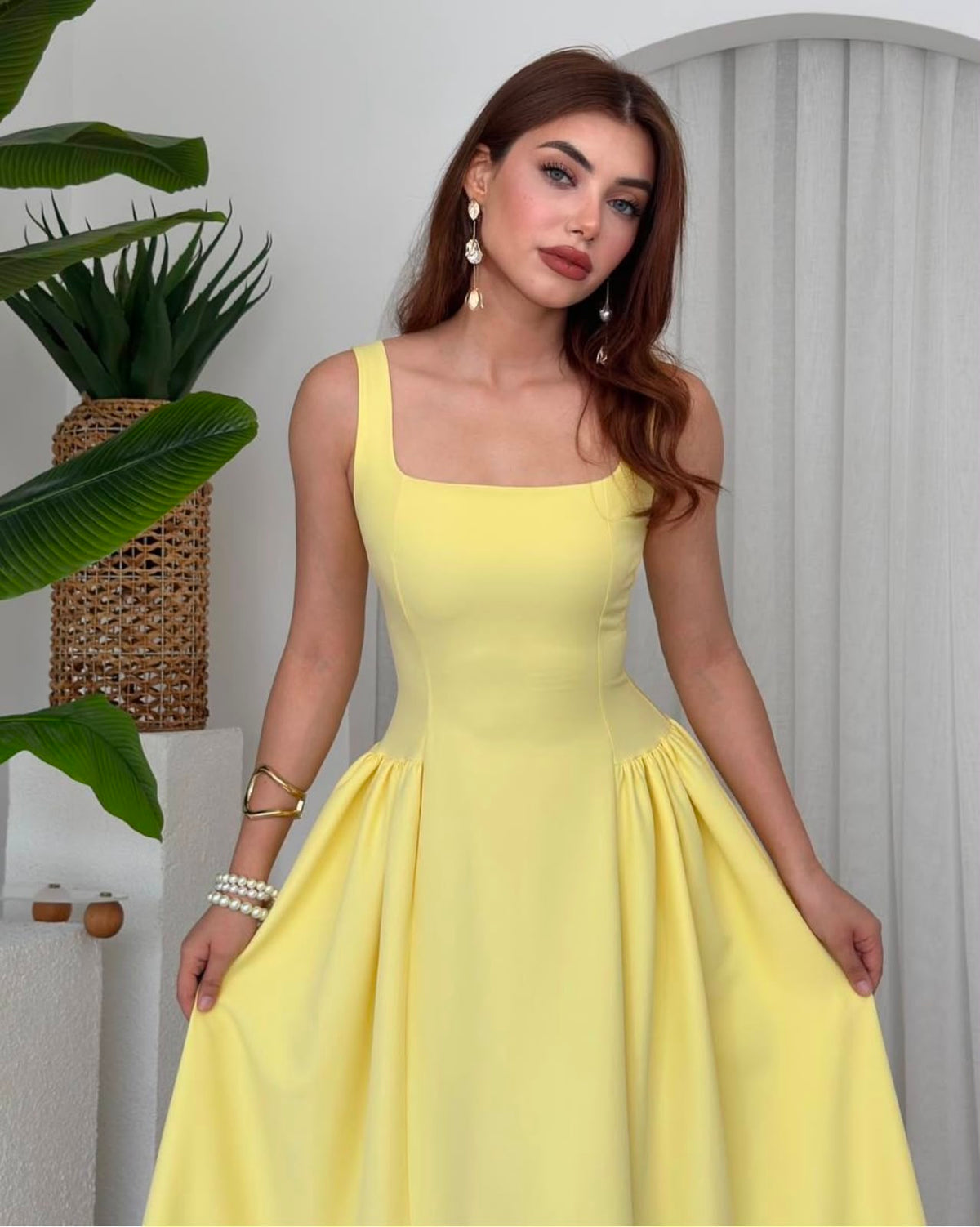 Mercer Corseted A-Line Dress - Yellow