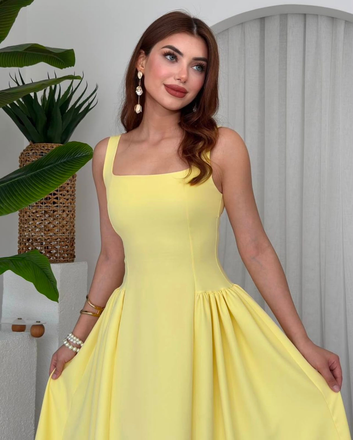 Mercer Corseted A-Line Dress - Yellow