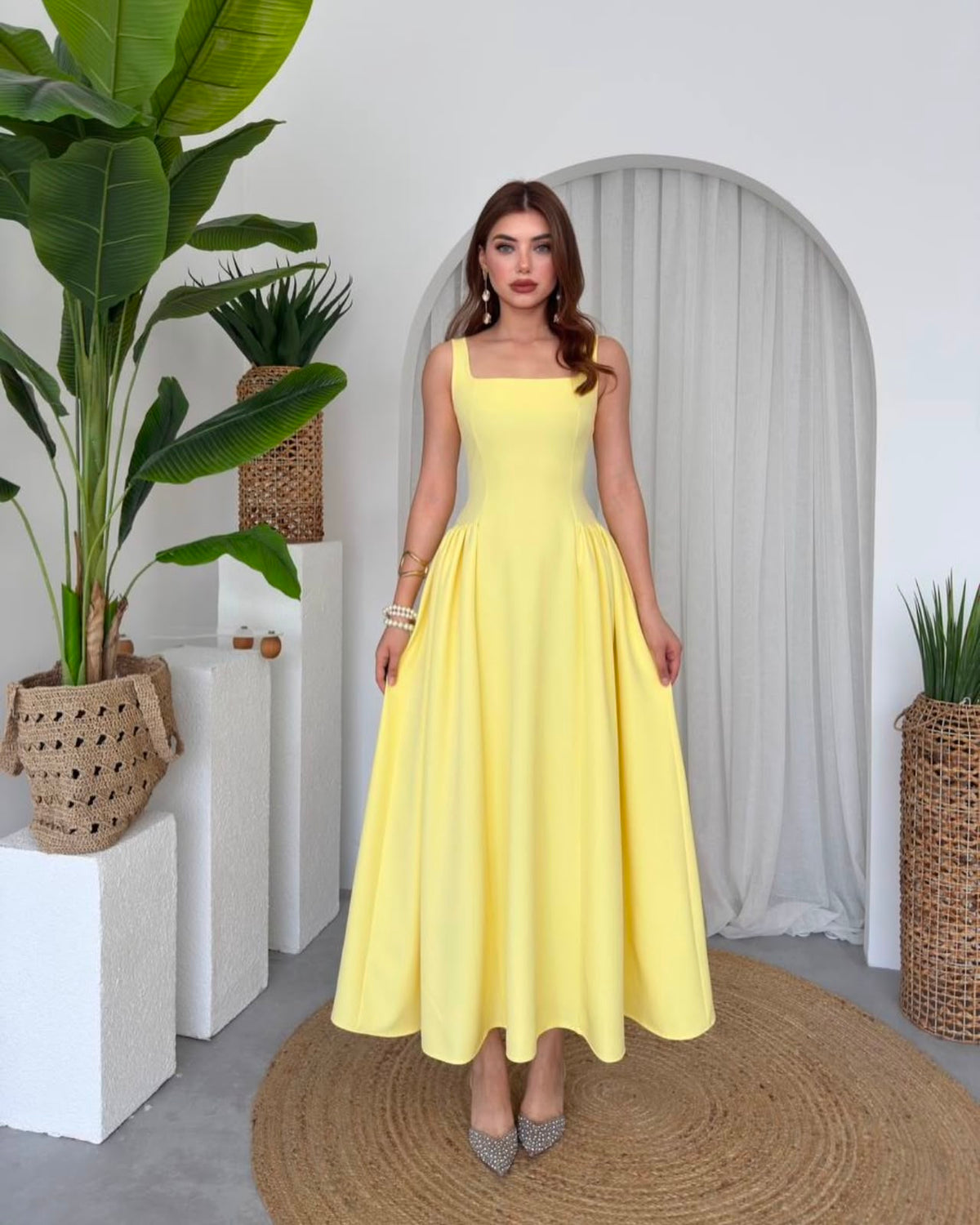 Mercer Corseted A-Line Dress - Yellow