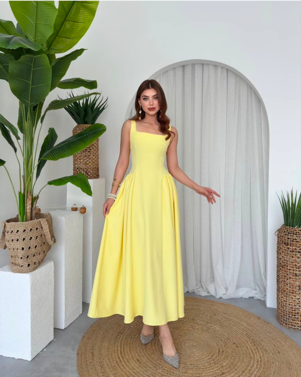 Mercer Corseted A-Line Dress - Yellow