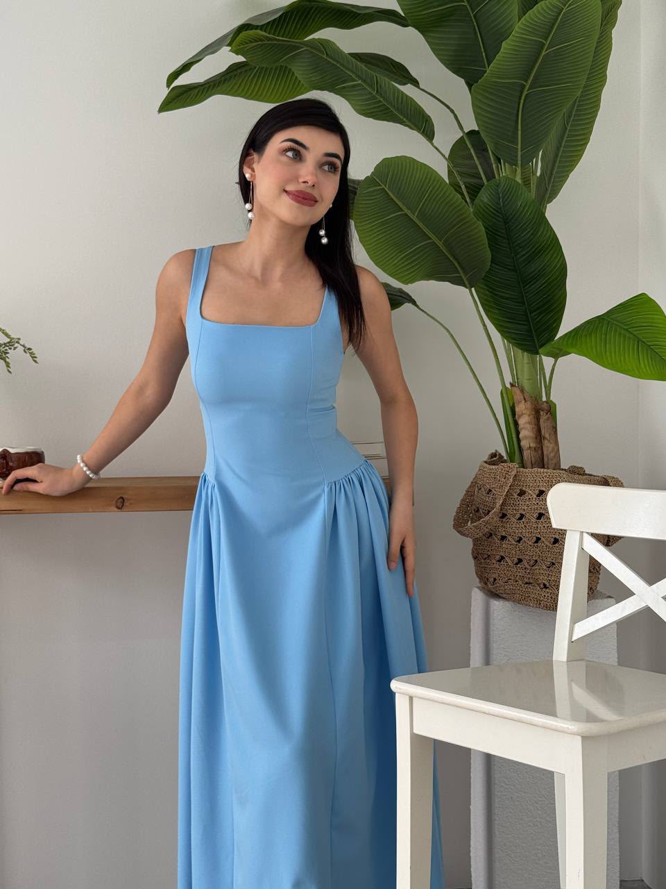 Mercer Corseted A-Line Dress - Blue