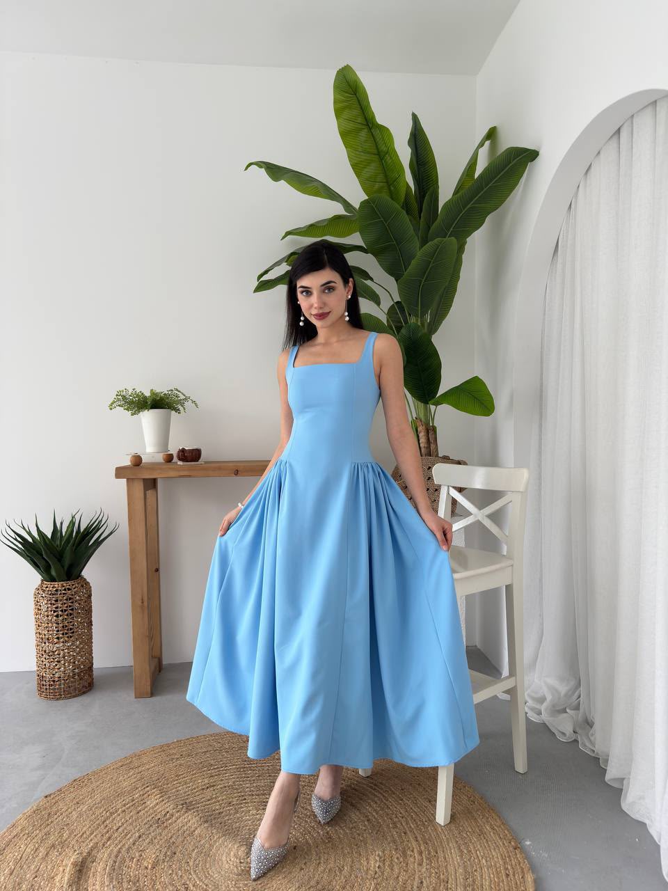 Mercer Corseted A-Line Dress - Blue