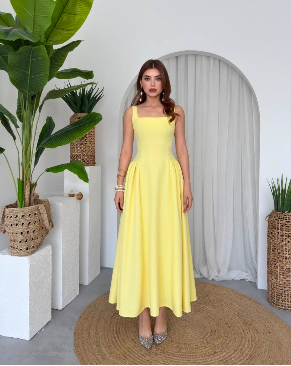Mercer Corseted A-Line Dress - Yellow