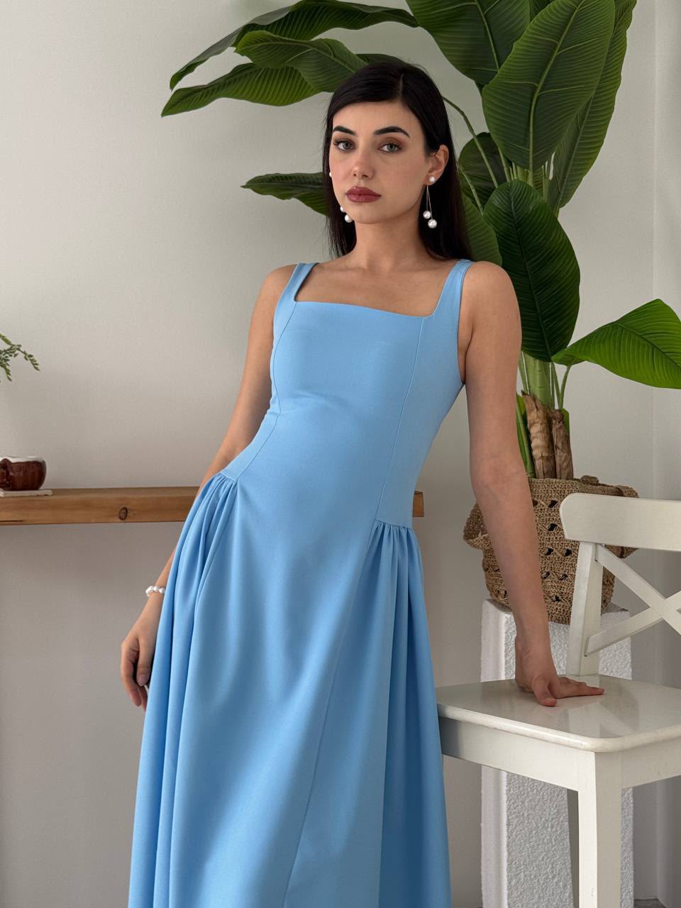Mercer Corseted A-Line Dress - Blue
