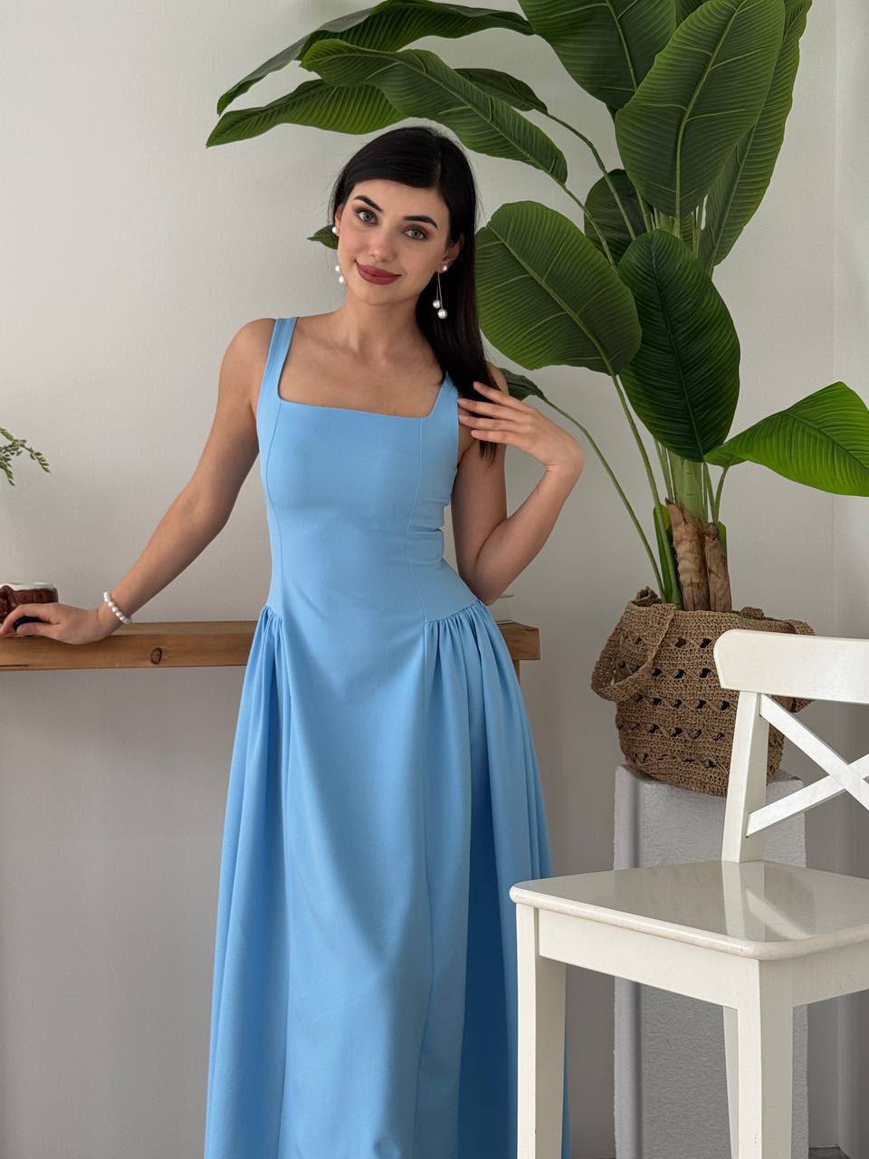 Mercer Corseted A-Line Dress - Blue