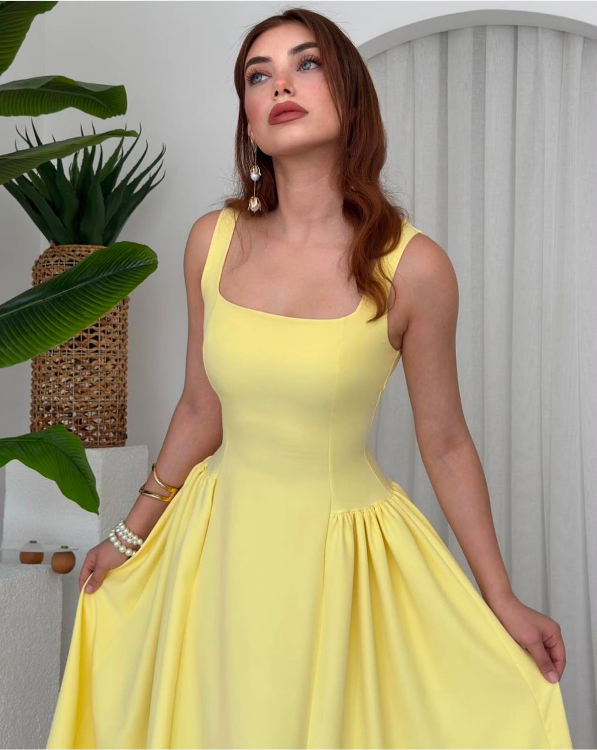 Mercer Corseted A-Line Dress - Yellow