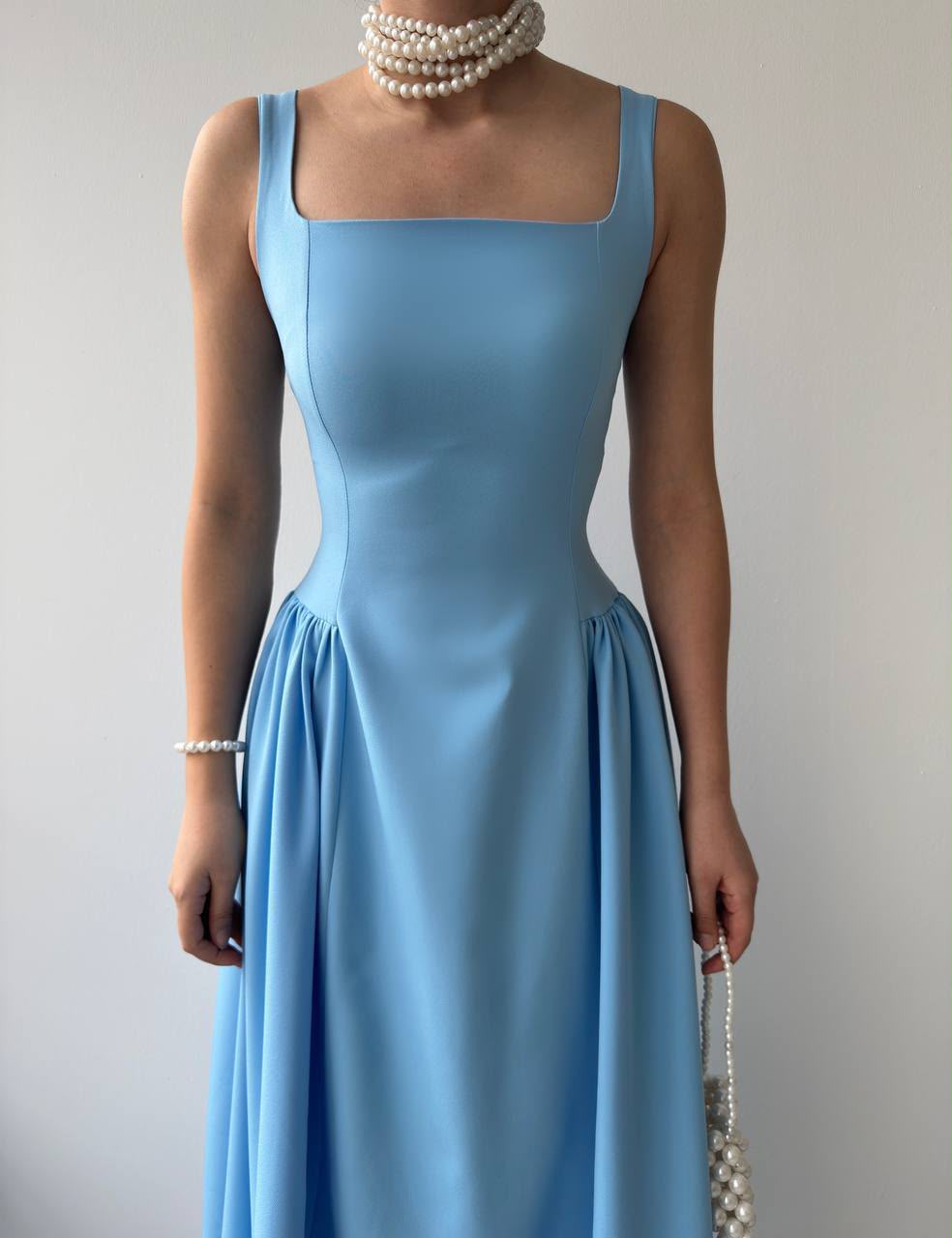 Mercer Corseted A-Line Dress - Blue