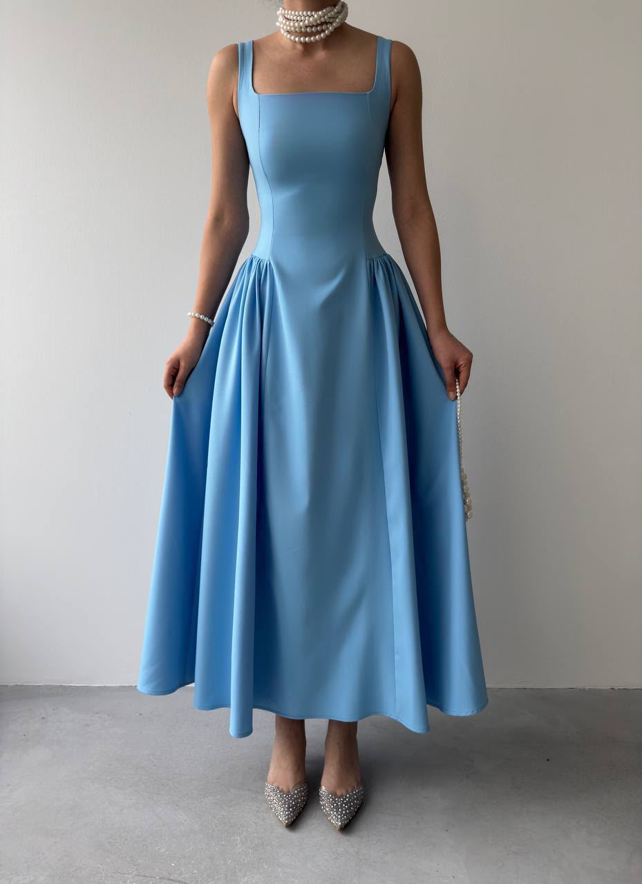 Mercer Corseted A-Line Dress - Blue