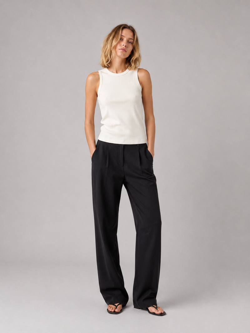 The Studio High-Neck Rib Tank – Chalk