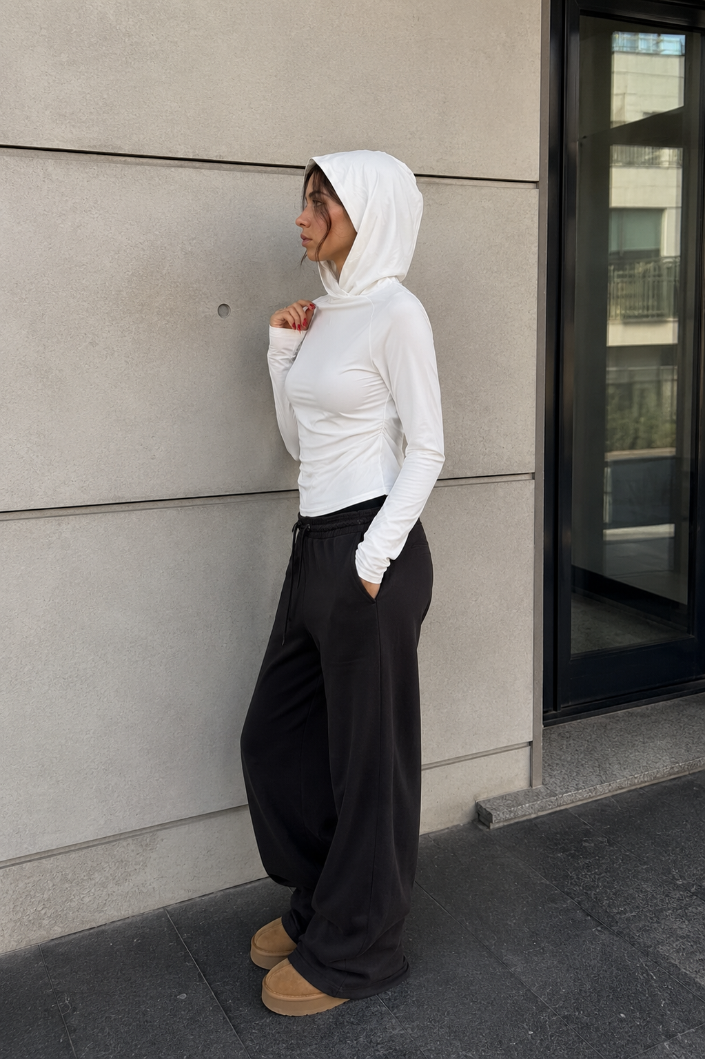 The Cowl-Neck Hooded Long Sleeve – Off-White