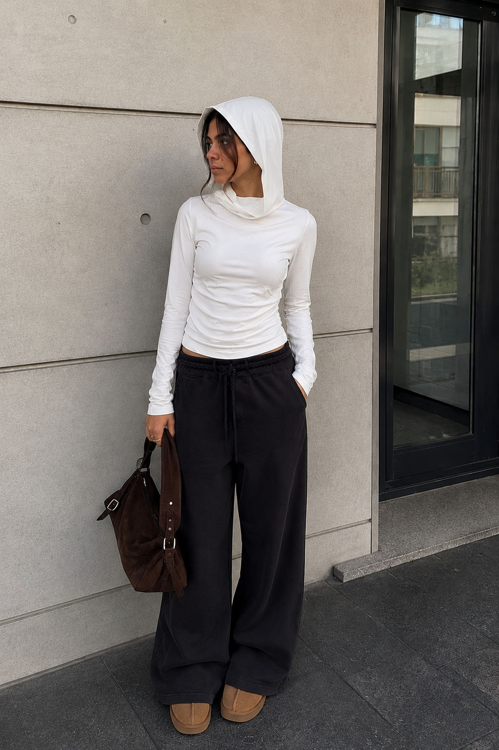 The Cowl-Neck Hooded Long Sleeve – Off-White