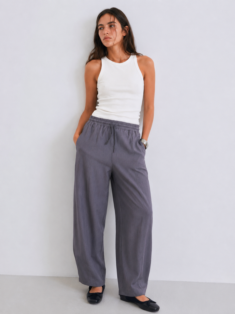 The Studio Relaxed Barrel Pant – Grey