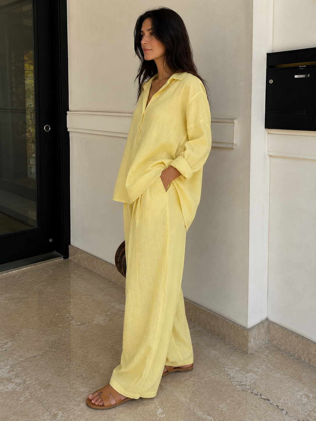 The Lino Relaxed Shirt & Trouser Set – yellow
