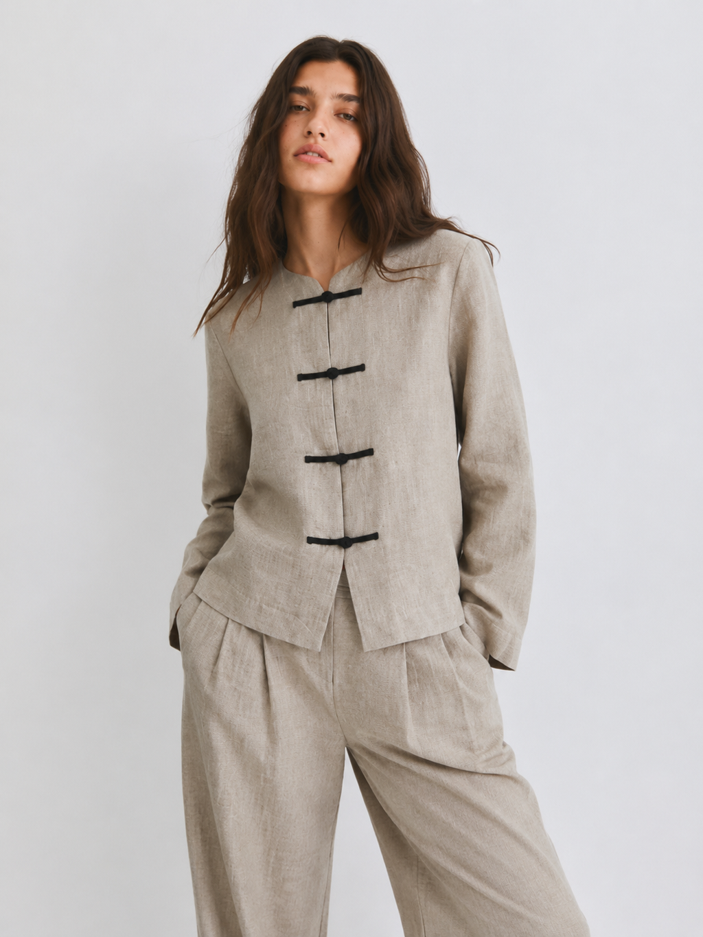 Zen Tailored Relaxed Set | Beige
