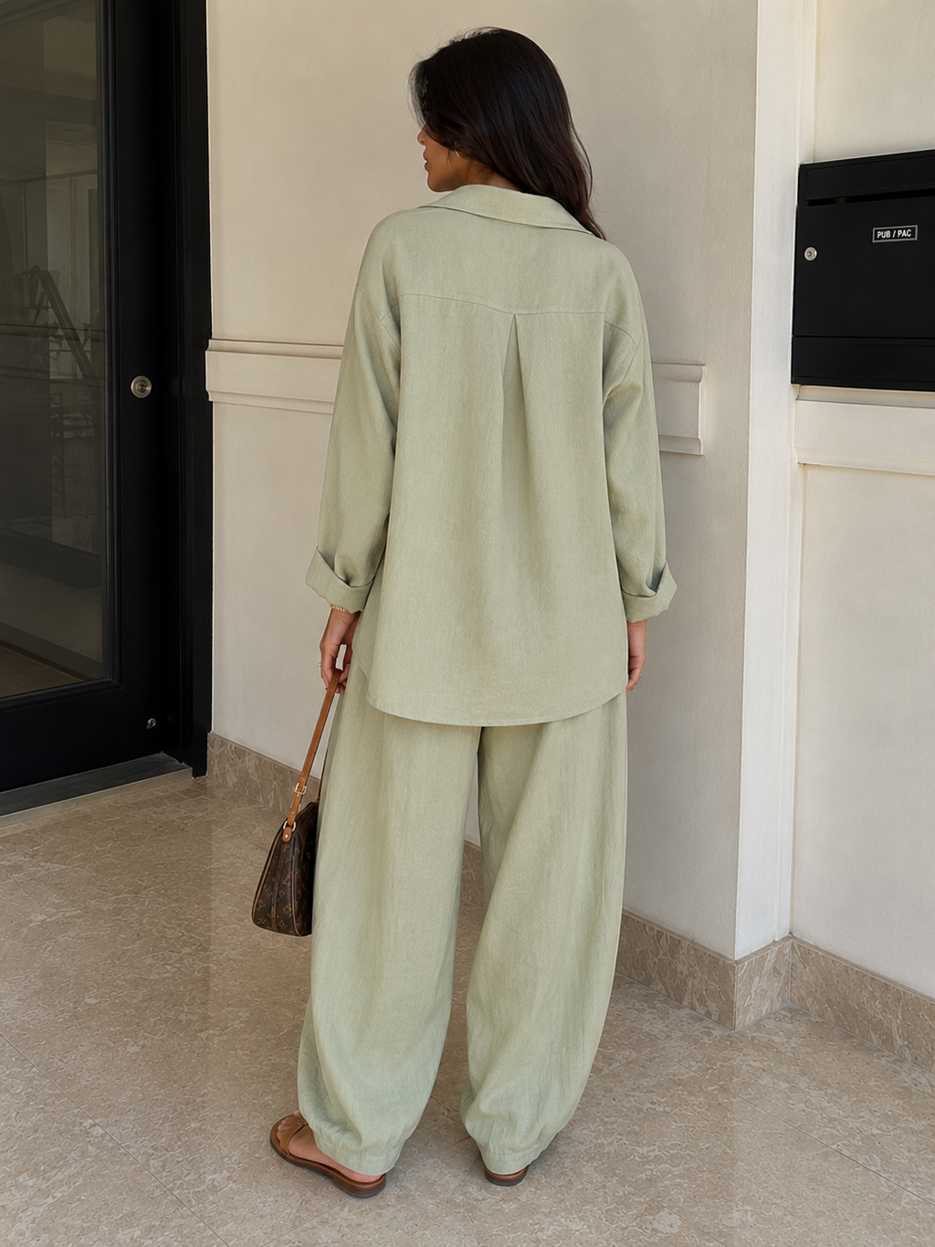 The Lino Relaxed Shirt & Trouser Set – Mint Green