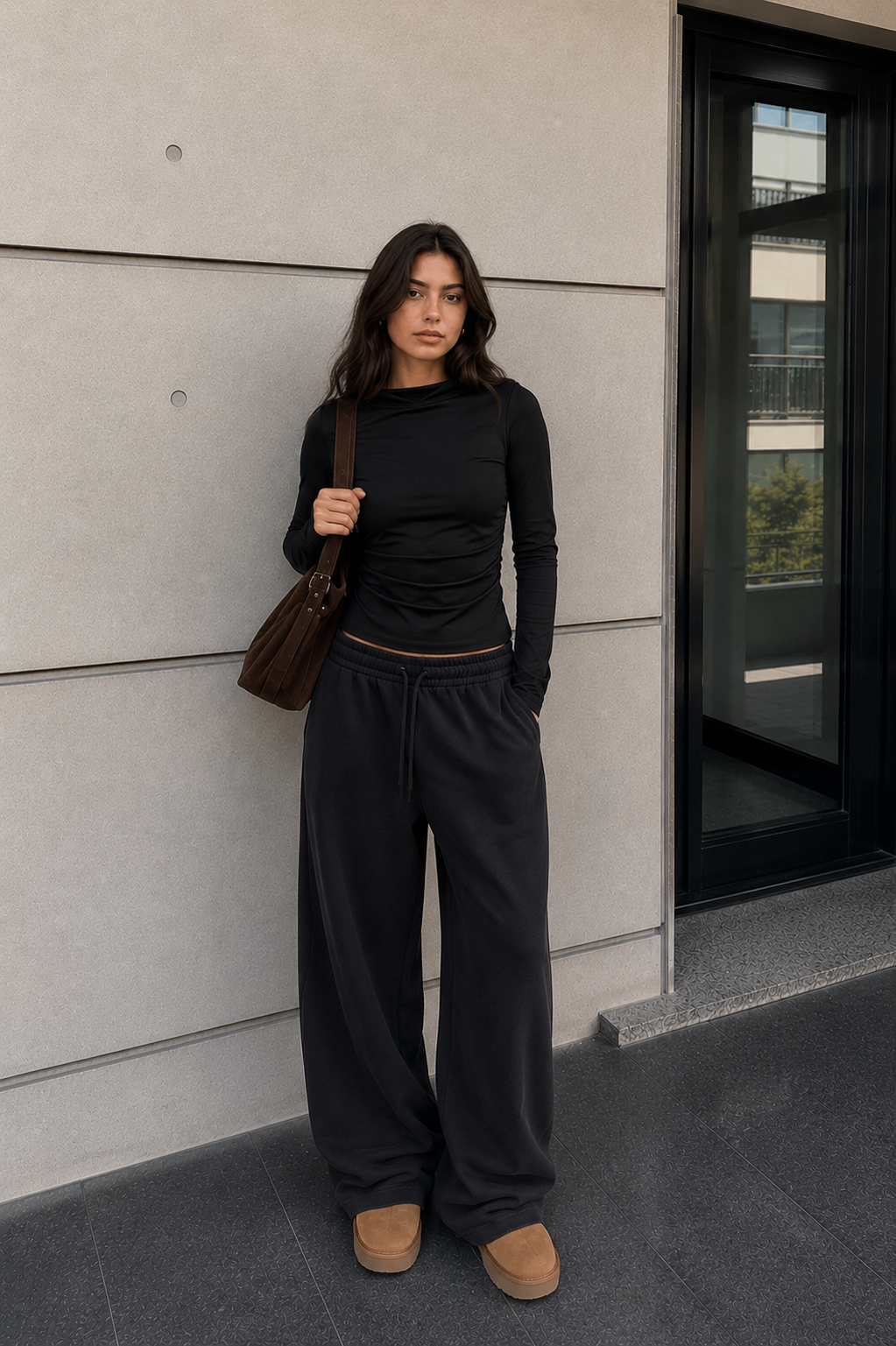 The Cowl-Neck Hooded Long Sleeve – Black