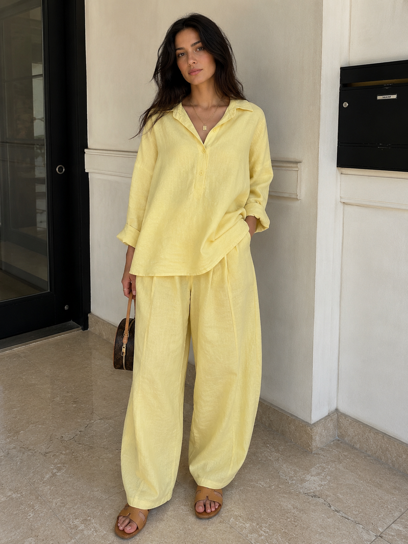 The Lino Relaxed Shirt & Trouser Set – yellow