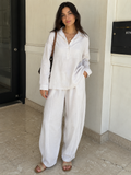 The Lino Relaxed Shirt & Trouser Set – White